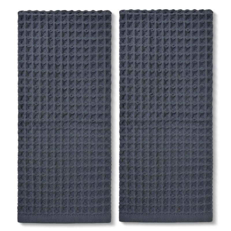 Jacquotha Waffle Hand Towels for Bathroom 2-Piece (Charcoal Blue) â€“ Cotton Quick Dry Lint Free Face Towels 13â€ x 29â€ - Image 1