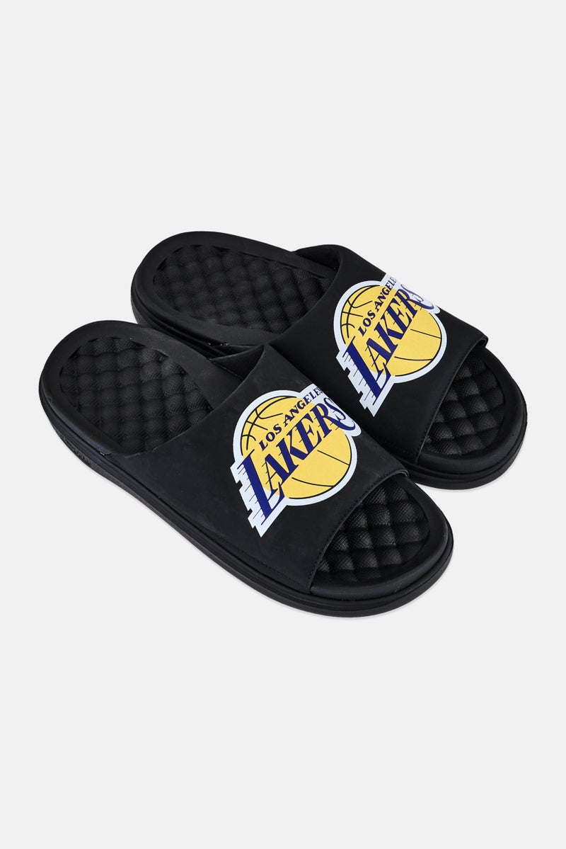 ISlide Men LA Lakers Primary Logo Slip on Slides, Black - Image 2