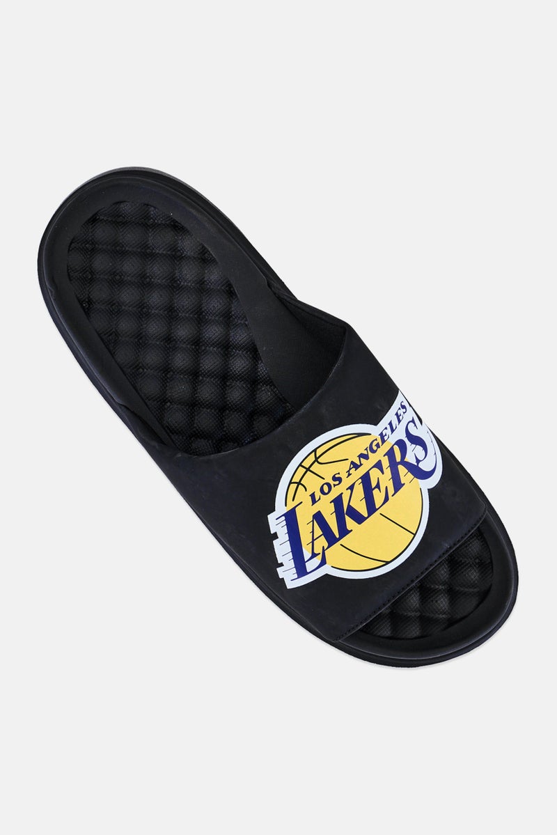 ISlide Men LA Lakers Primary Logo Slip on Slides, Black - Image 4