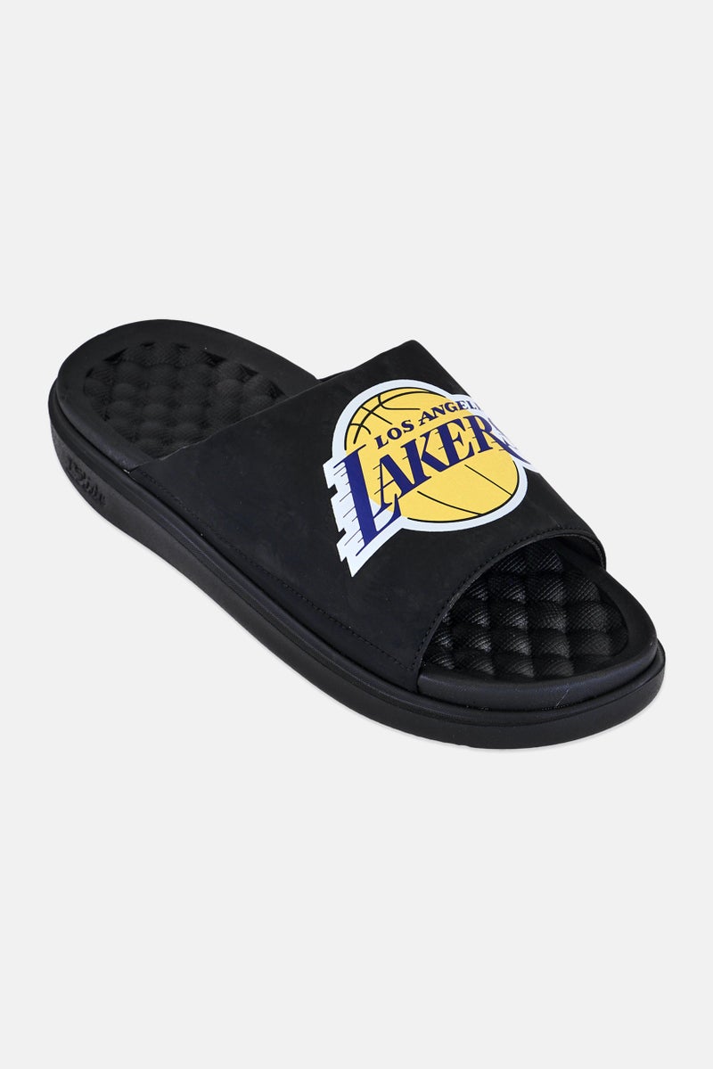 ISlide Men LA Lakers Primary Logo Slip on Slides, Black - Image 1