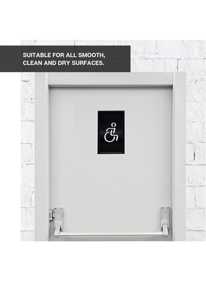 Slasa Toilet Door Sign Acrylic Sticker 100 mm, Ladies & Gentlemen WC Sign, Black Adhesive Bathroom Plaque Decor, Wall Mount Sign for Male-Female Restrooms, 180×100 mm - Image 5