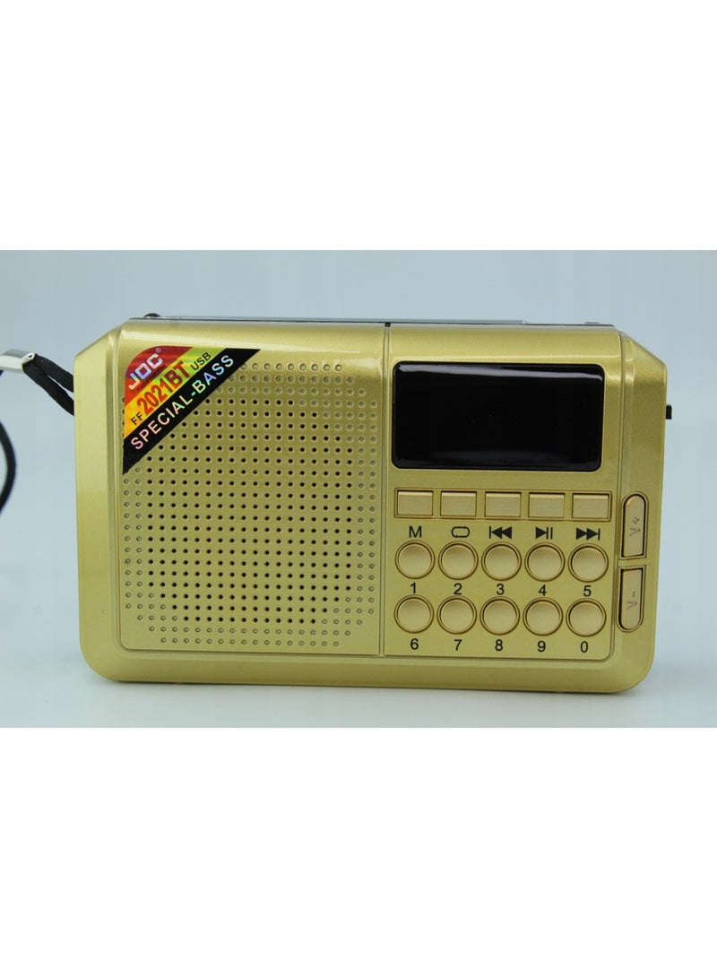 جوك راديو اف ام بمنفذ USB وفتحة بطاقة TF وشحن بالطاقة الشمسية JOC TGK-2021UR لون اصفر - Image 1