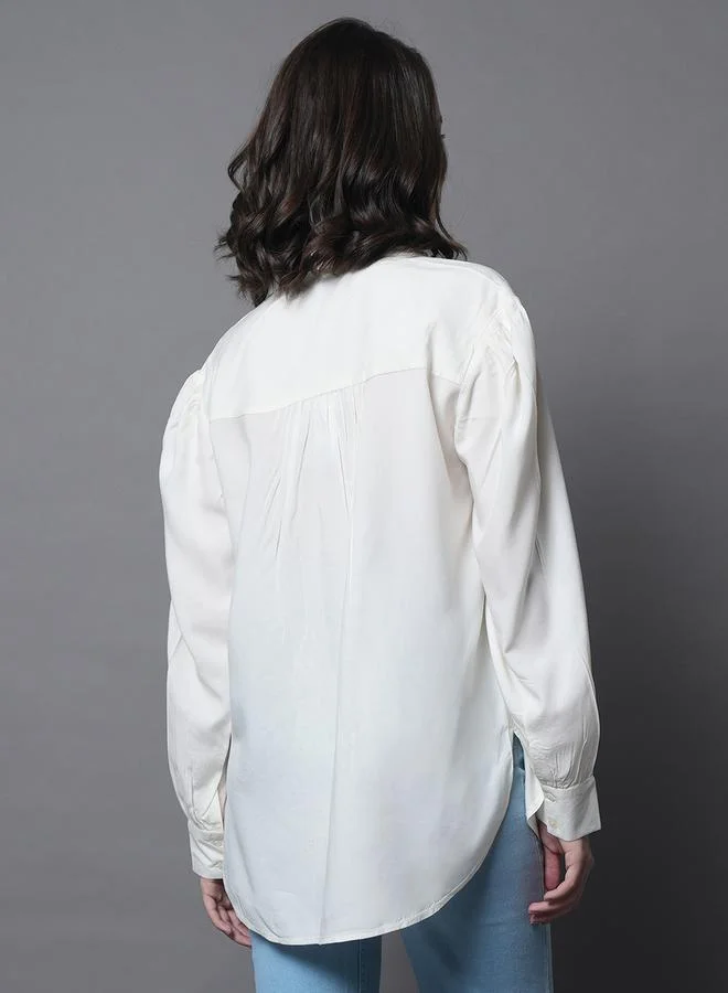 هاي ستار Cotton Relaxed Fit Shirt with Button Loop by Styli