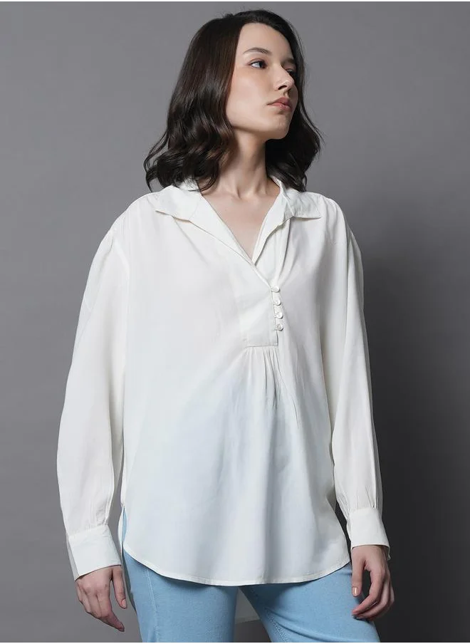 HIGH STAR Cotton Relaxed Fit Shirt with Button Loop by Styli