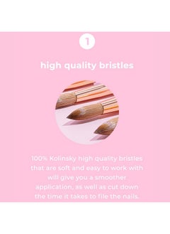 KIARA SKY Pink Crystal Acrylic Nail Brush - Professional Nail Cleaner Tool - Nail Kolinsky Brush For Women - 100% Kolinksy Hand Crafted Nail Tools - Long Lasting Nail Cleaning Brush, (10)  - Image 4