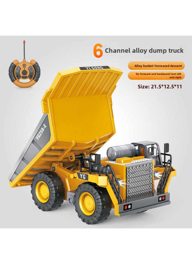 Generic Large Remote Control Excavator Alloy Bulldozer Dump Truck Wireless Simulation Electric Engineering Toys 2.4g-Color:6-way Alloy Dump Truck-Proportion:Three Rechargeable Batteries  - Image 1