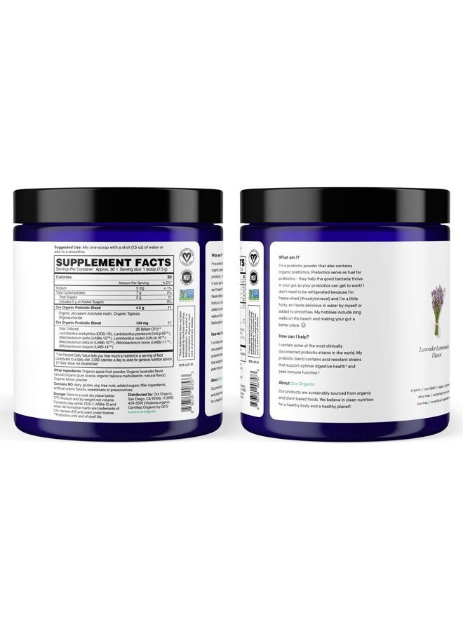Ora Organic Prebiotic and Probiotic Powder Supplement - 20 Billion Probiotics, 7 Strains for Best Prebiotic Powder, Non-GMO, Probiotics for Women, Men & Kids - Lavender Lemonade Flavor, 30 Servings  - Image 5