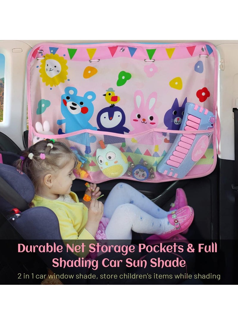 AUTOYSUR 2 Pack Car Window Shade for Baby, Magnetic Double Layer Car Sun Shade for Side Windows Full Shade and Half Shade Options Cute Patterns Car Window Curtain for Heat/UV Protection - Image 2