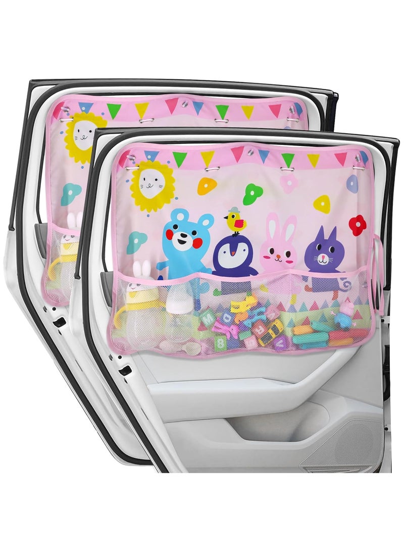 AUTOYSUR 2 Pack Car Window Shade for Baby, Magnetic Double Layer Car Sun Shade for Side Windows Full Shade and Half Shade Options Cute Patterns Car Window Curtain for Heat/UV Protection - Image 1