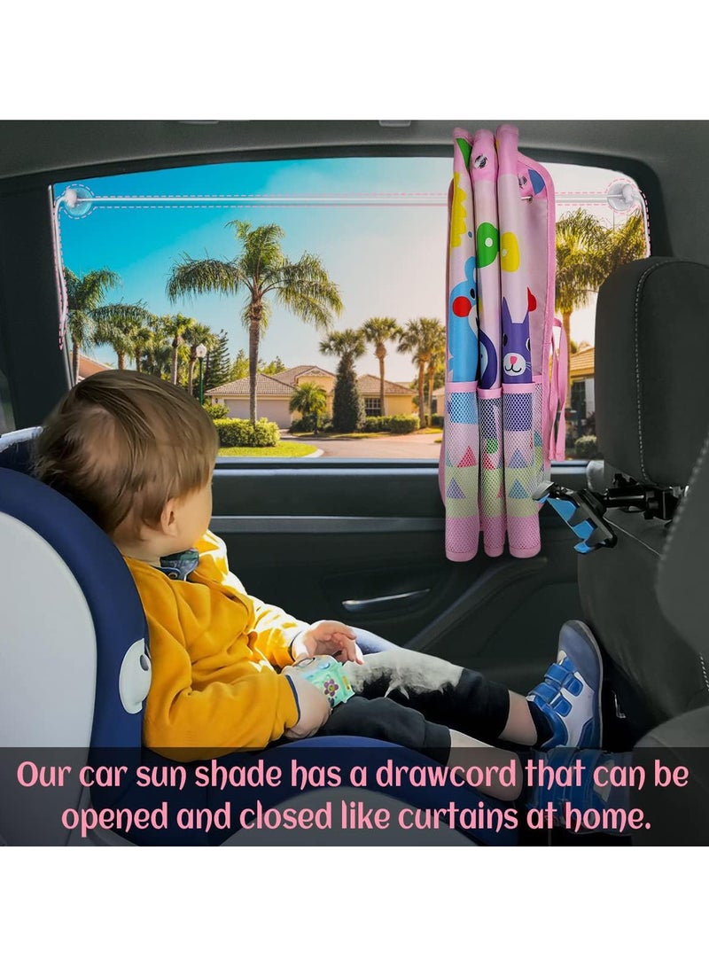 AUTOYSUR 2 Pack Car Window Shade for Baby, Magnetic Double Layer Car Sun Shade for Side Windows Full Shade and Half Shade Options Cute Patterns Car Window Curtain for Heat/UV Protection - Image 3