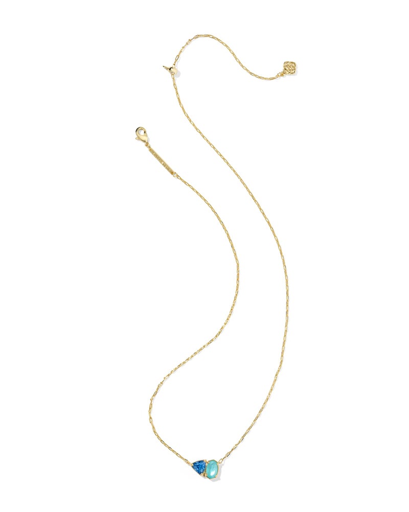 Kendra Scott Tatum Short Pendant Necklace in Light Blue Mix, 14k Gold-Plated Brass, Fashion Jewelry for Women - Image 2