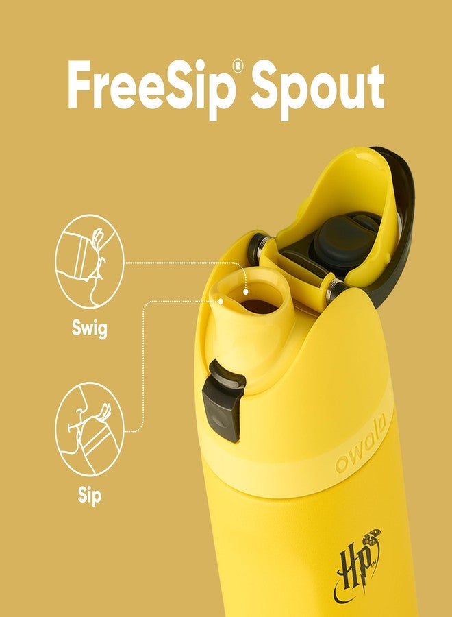 Owala Harry Potter FreeSip Insulated Stainless Steel Water Bottle with Straw, BPA-Free Sports Water Bottle, Great for Travel, 24 oz, Hufflepuff - Image 2