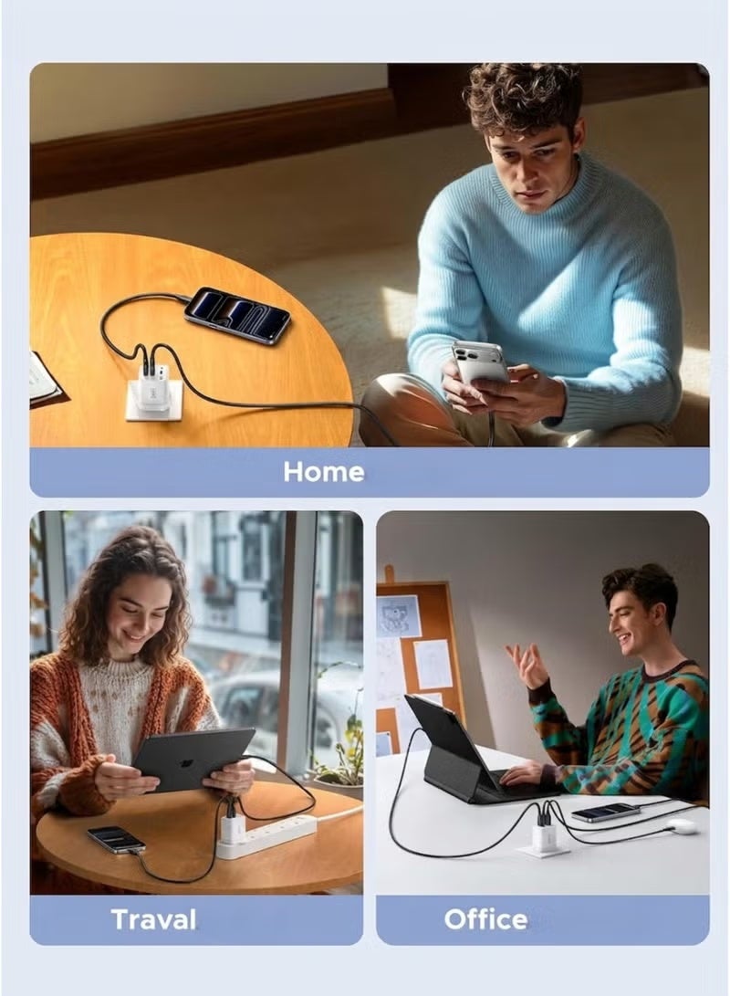 Earldom 30W GaN II Dual Port Fast Wall Charger, USB-C PD & USB-A QC 3.0, UK 3-Pin Power Adapter with Charging Cable, Fast Charger for Smartphones, Tablets, Earbuds & Compatible Devices – White - Image 3