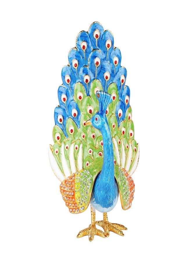 Furuida Peacock Trinket Boxes Hinged Enamel Jewelry Box Hand-Painted Rhinestones Animals Ornaments Gift for Home Decor - Image 1