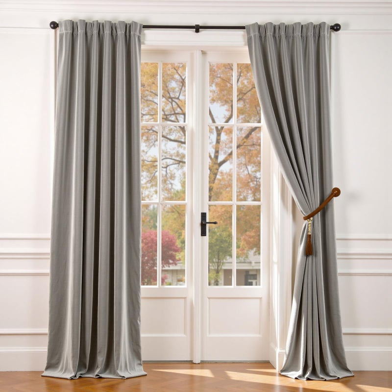 Lazzzy Velvet Curtains Grey Thermal Insulated Drapes for Bedroom Living Room Darkening Soft Luxury Noise Reducing Soundproof Soft Luxury Velvet Curtains 84 Inch Length 2 Panels Light Gray - Image 1