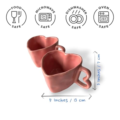 BACKKSPACE RETAIL Handcrafted White Heart-Shaped Ceramic Mug | Unique Coffee & Tea Mugs for Boyfriend & Girlfriend Aesthetic Drinkware - Valentine's Day Gift Daily Use & Home Decor (Two Pink) - Image 5