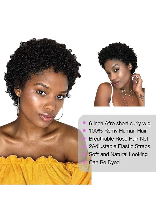 Short Afro Kinky Curly Wigs For Black Women Human Hair Wig Pixie Cut Wig Natural Black Color 100% Brazilian Virgin Hair Short Human Hair Curly Wigs