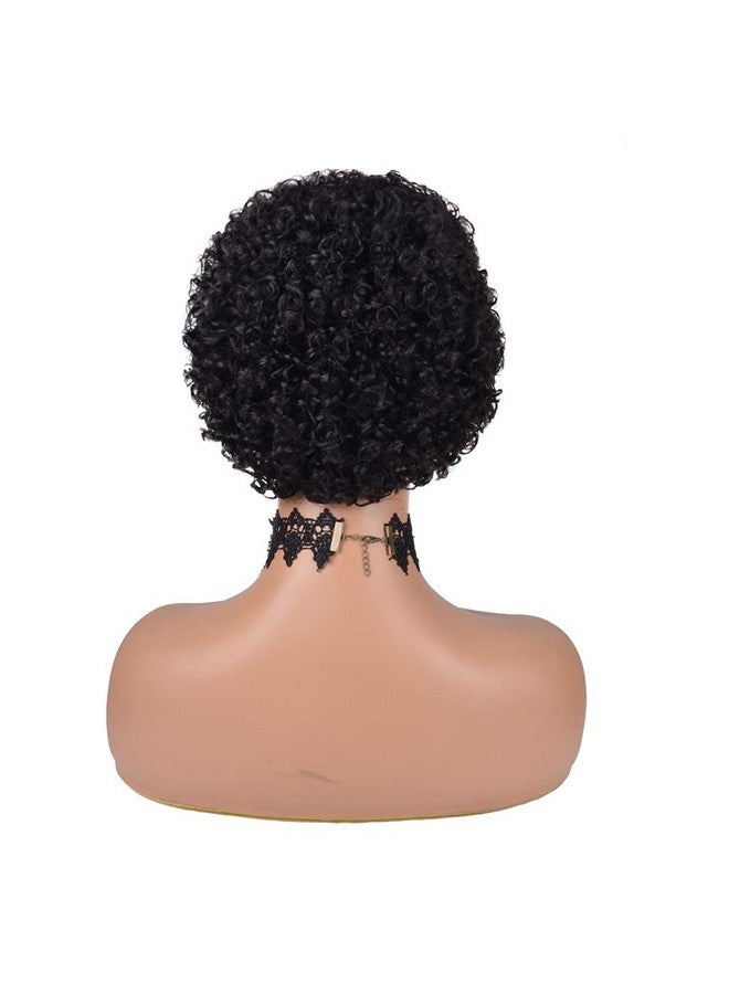 Short Afro Kinky Curly Wigs For Black Women Human Hair Wig Pixie Cut Wig Natural Black Color 100% Brazilian Virgin Hair Short Human Hair Curly Wigs