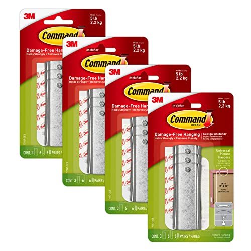 Command Large Universal Frame Hanger, 3-Hangers, 6-Strips, 6-Frame Stabilizer Strips, 4-Pack, Decorate Damage-Free - Image 1