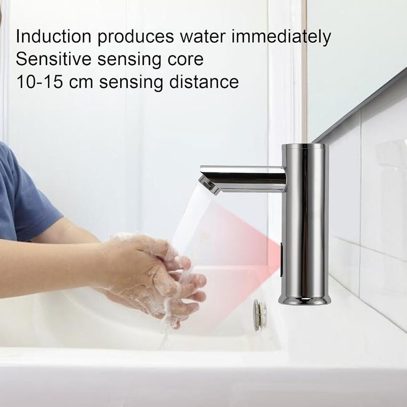 Goshyda Touchless Bathroom Sink Faucet, Battery Operated Infrared Automatic Motion Sensor Faucet with Filter, Motion Activated Faucet for Commercial Space Bathroom Sink - Image 1