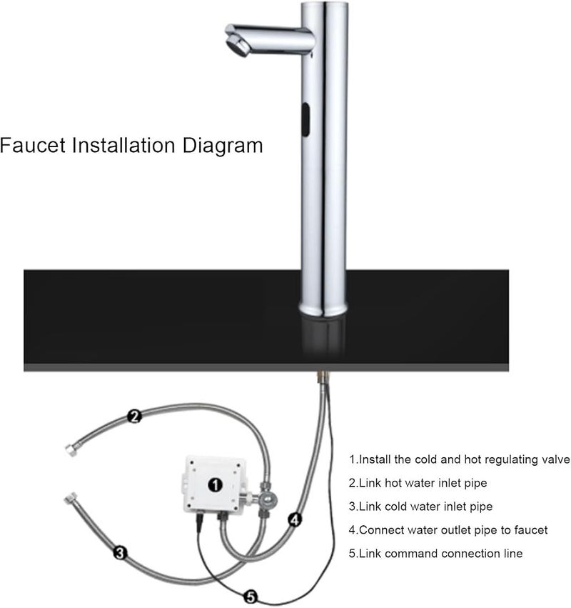Goshyda Touchless Bathroom Sink Faucet, Battery Operated Infrared Automatic Motion Sensor Faucet with Filter, Motion Activated Faucet for Commercial Space Bathroom Sink - Image 3