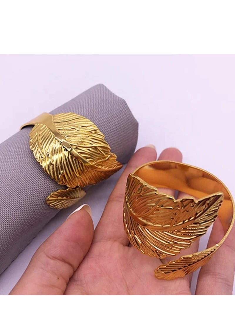 Golden Leaf Napkin Ring Holder  - Image 4
