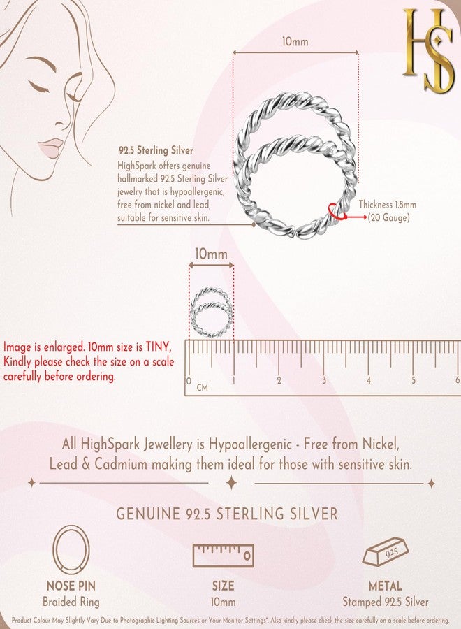 HighSpark 925 Silver Nose Ring for Women | 92.5 Sterling Silver & Stunning Shine | Double Line Textured Classic Style - Image 2