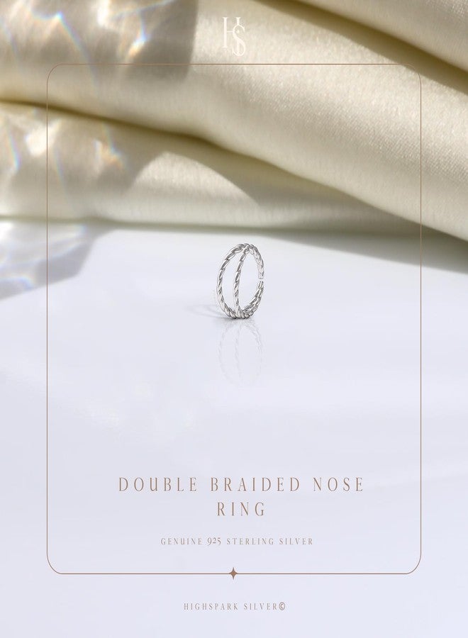 HighSpark 925 Silver Nose Ring for Women | 92.5 Sterling Silver & Stunning Shine | Double Line Textured Classic Style - Image 3