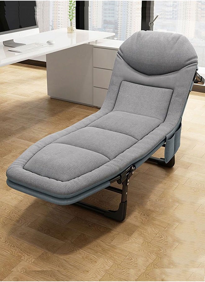 GoldenLike Folding Bed,Portable Foldable Camping Bed with Mattress,Comfortable Recliner Bed Lounger Chair,Adjustable Camping Cot  for Outdoor Beach and Office Nap (200 * 66 * 30cm)  - Image 1