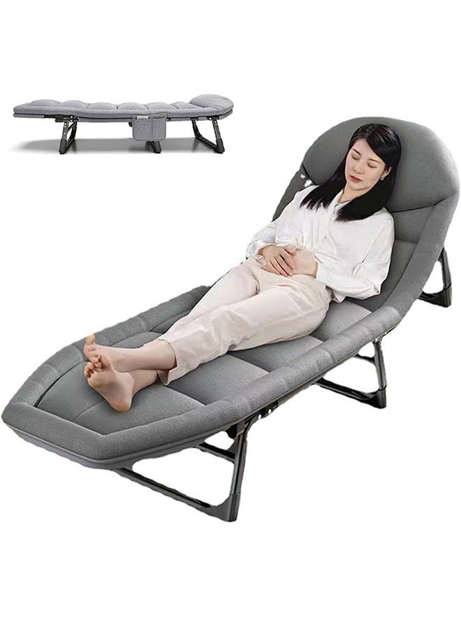 GoldenLike Folding Bed,Portable Foldable Camping Bed with Mattress,Comfortable Recliner Bed Lounger Chair,Adjustable Camping Cot  for Outdoor Beach and Office Nap (200 * 66 * 30cm)  - Image 2