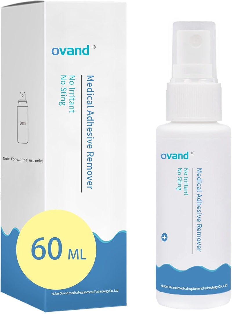 ovand رذاذ إزالة اللاصق: مزيل لاصق للبشرة - مزيل لاصق طبي بدون لسع، مزيل لاصق للفغر للأطفال ذوي البشرة الحساسة، معبأ بشكل فردي (رذاذ 60 مل) - Image 1
