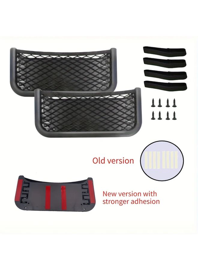 Black Car Mesh Pocket Seat Storage Net 2 Pack Multifunctional Organizer 260x120mm - Image 1