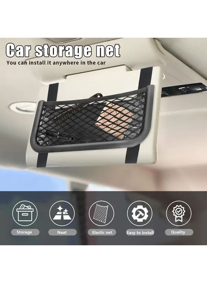 Black Car Mesh Pocket Seat Storage Net 2 Pack Multifunctional Organizer 260x120mm - Image 3
