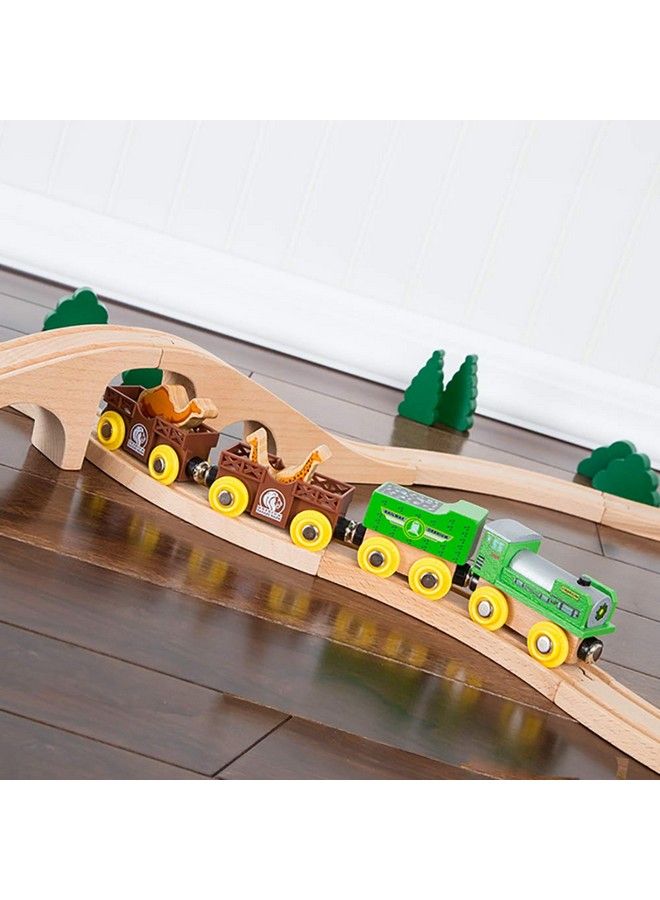 Orbrium Toys 12 (18 Pcs) Wooden Engines & Train Cars Collection With Animals, Farm Safari Zoo Wooden Animal Train Cars, Circus Wooden Train Compatible With Thomas, Brio, Chuggington - Image 3