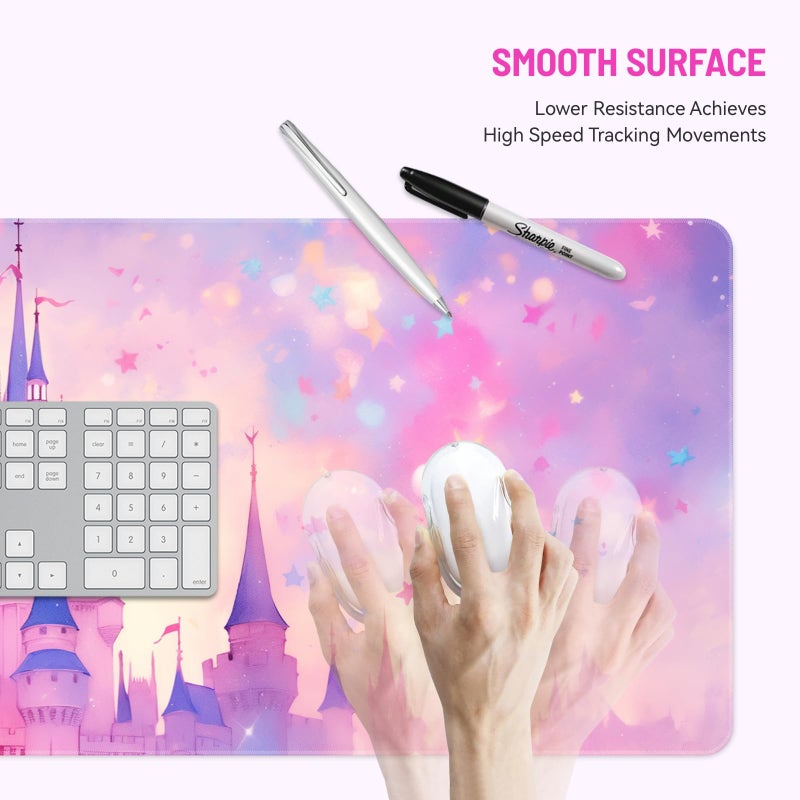 Stanoha Mousepad Desk Mat Gaming Large Keyboard Cute Office Desktop Computer Laptop Castle XXL Long Giant Big Kawaii Aesthetic Girly Pretty Design Women Girl Gamer Oversized Wide 30x12'' Mousepad - Image 3