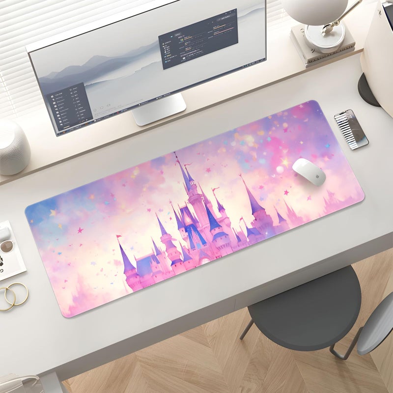 Stanoha Mousepad Desk Mat Gaming Large Keyboard Cute Office Desktop Computer Laptop Castle XXL Long Giant Big Kawaii Aesthetic Girly Pretty Design Women Girl Gamer Oversized Wide 30x12'' Mousepad - Image 5
