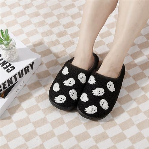 Tellrain Ghost Slippers Women Adults Halloween Fun Spooky House Fuzzy Slipper Unisex Comfy Soft Cozy Men Shoes Bedroom Cutest Cookie - Image 2