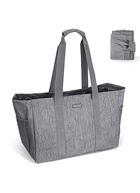 BALEINE Soft 9 Gallon Extra Large Utility Tote Foldable Reusable Storage Bag Winter Gray