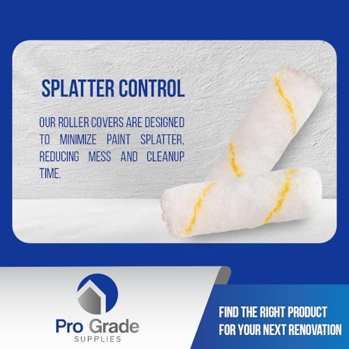Pro-Grade Pro Grade Paint Roller Cover Set,Wall Painting Roller Naps for Professional or Home Owners with All Paints and Stains. Paint Roller Covers are for House or Commercial Use. (4" Mini 25Ea) - Image 5