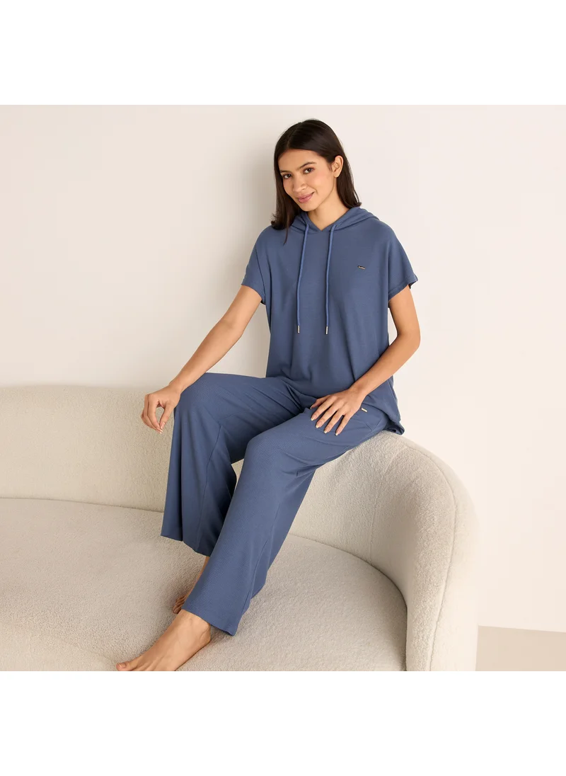 فاف Ribbed Hooded T-shirt and Pyjama Set