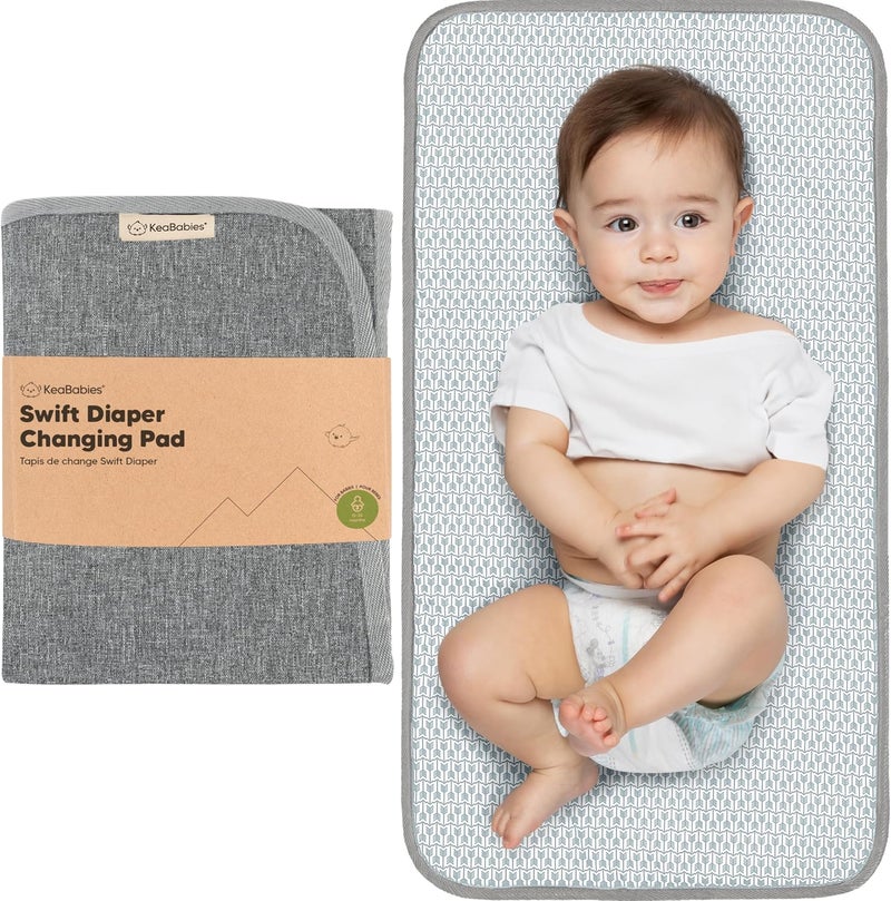 KeaBabies Portable Diaper Changing Pad - Waterproof Foldable Baby Changing Mat - Travel Diaper Change Mat - Lightweight & Compact Changing Pads for Baby - Baby Changer - Machine Washable (Classic Gray) - Image 1