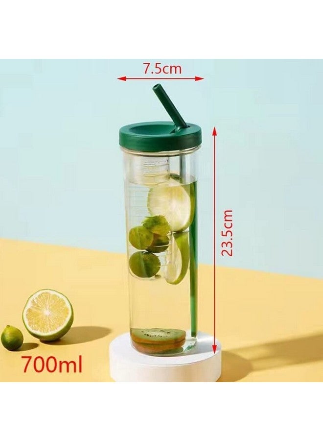 Whitecloud TRANSFORMING HOMES Plastic Fruit Infuser Water Bottle With Straw Clear Drinking And Leakproof Bottle For Home,Travelling,Office Or Parties Multicolor Bottle(Ib-3010)(1),700 ML - Image 3