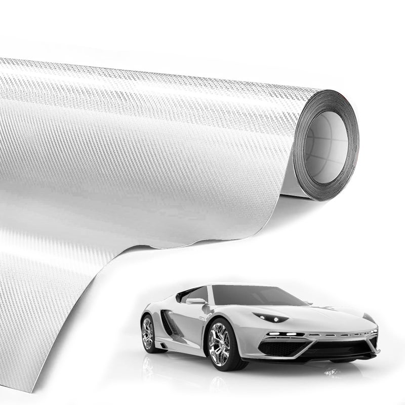 Lypumso 6D Carbon Fiber Vinyl Wrap Roll Glossy Car Wrap Film Featuring Bubble Free Air Release Technology Car Moto DIY Interior Exterior Decoration Carbon Fiber White 1ft x 5ft