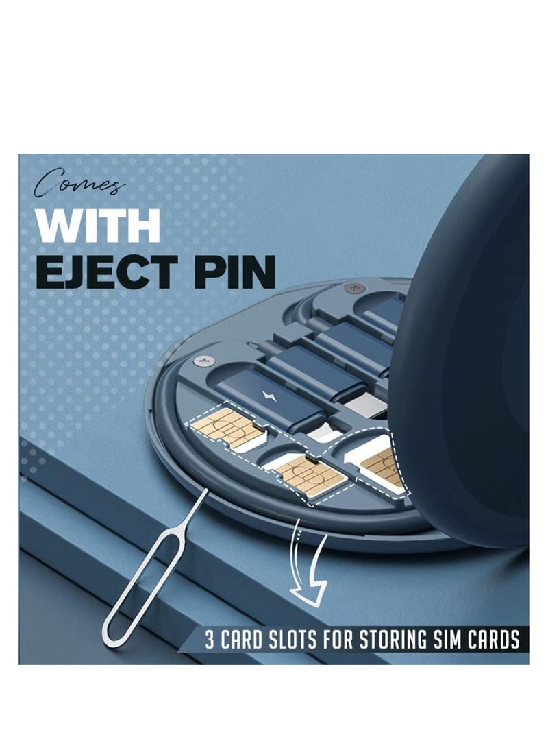 ECVV صندوق تخزين وكابل بيانات USB متعدد الوظائف بقوة 60 وات من ECVV، منظم أدوات إلكترونية رقمية صغيرة، مجموعة دبوس إزالة البطاقات (أزرق) - Image 2