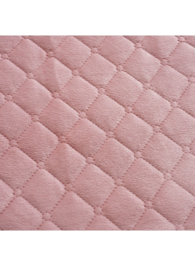 Pan Home طقم غطاء سرير مخملية مبطنة 3 قطع فيرونيكا 160x220 سم - وردي - Image 1