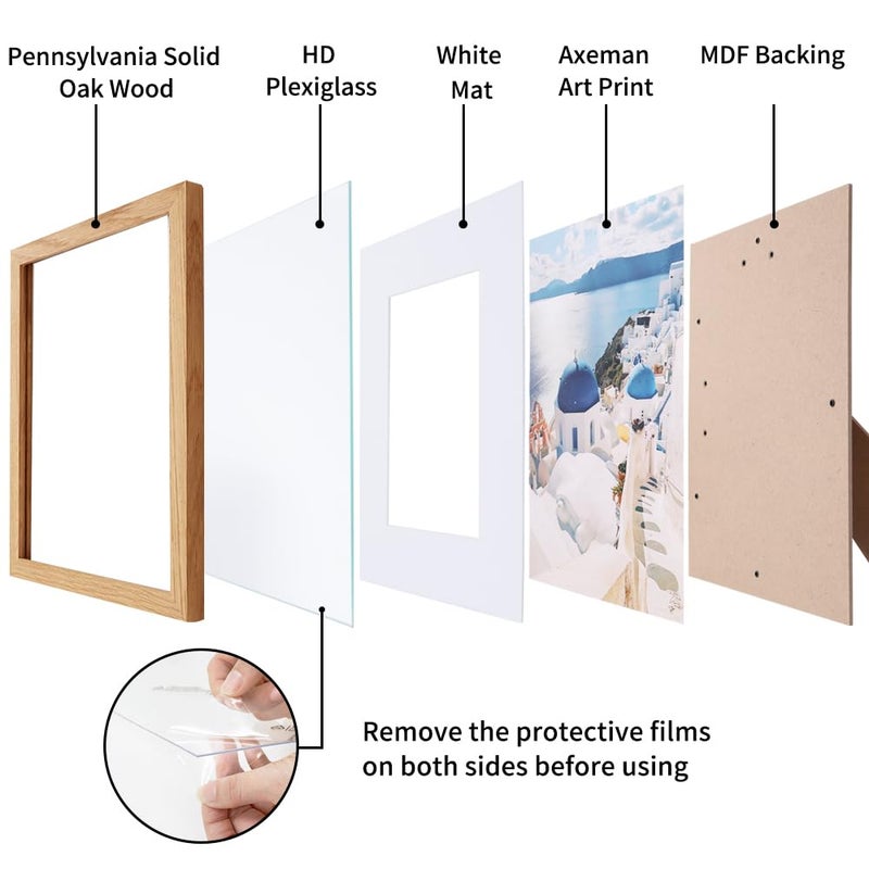 Axeman Diploma Frame For 8.5x11 Certificate Document | Solid Oak Wood 8.5 By 11 Picture With Mat For 6x8 | 8 1/2 x 11 Certificate Frame | Plexiglass And Hanging Hardware Included | Natural - Image 3
