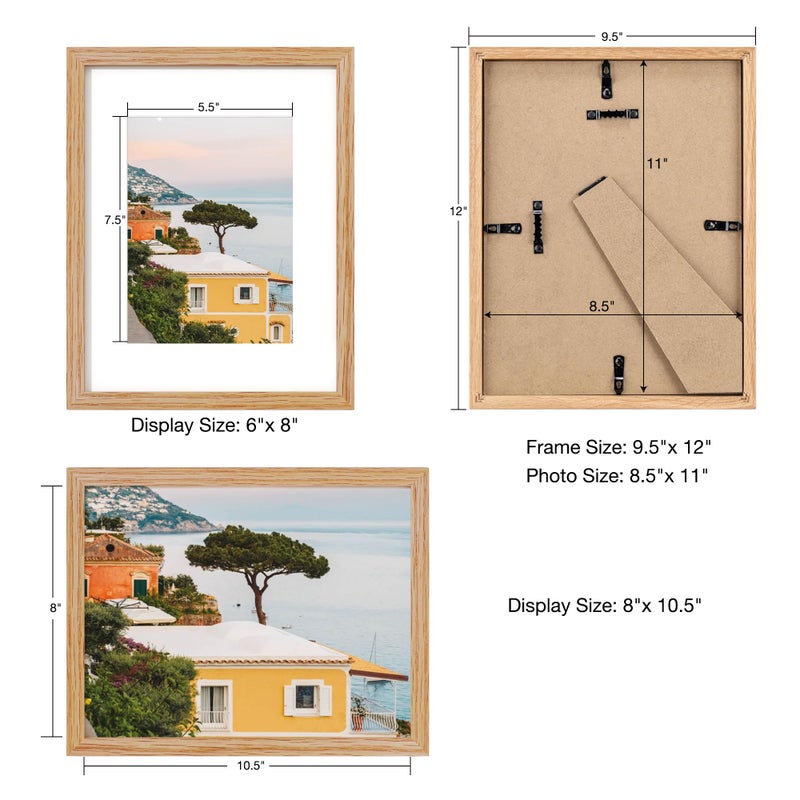 Axeman Diploma Frame For 8.5x11 Certificate Document | Solid Oak Wood 8.5 By 11 Picture With Mat For 6x8 | 8 1/2 x 11 Certificate Frame | Plexiglass And Hanging Hardware Included | Natural - Image 5