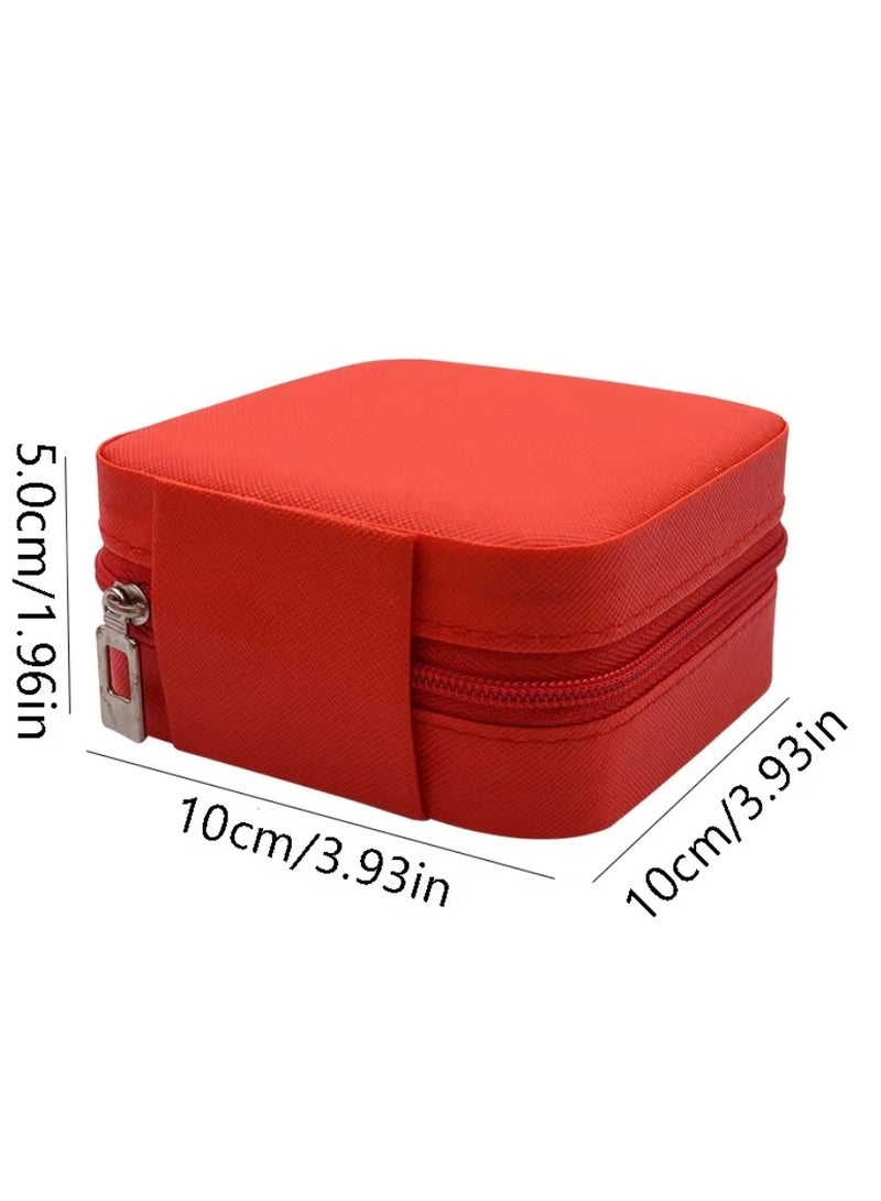 Small Leather Jewelry Box Easy Carry Jewelry Ring Organizer Gift Box for Girls Women - Jewelry Case Box Makeup Cosmetic Organizer for Women - Holder for Necklaces Earrings Bracelets Rings Accessories Organizer, Jewelry Box for Earrings Bracelets Rings Necklaces Storage Jewelry Box Organizer Jewelry Box Case for Accessories Makeup, Accessories Organizer Gold Silver Accessories Organizer - Small Travel Jewelry Box PU Leather Bag Organizer Portable Display for Women for Necklaces Earrings Rings Accessories  - Image 4