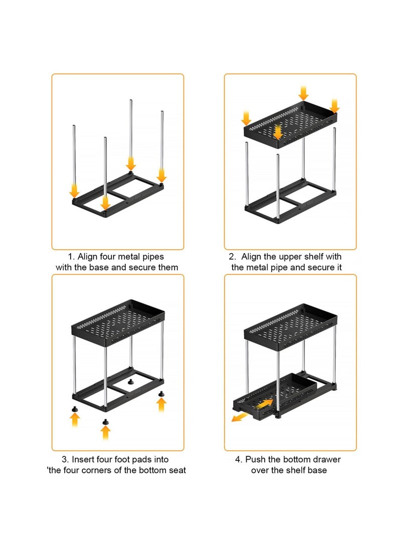 SYOSI High-Strength Plastic Storage Rack - Under-Sink & Bathroom Organizer, Easy Assembly, Drainage & Ventilation Design, Waterproof for Easy Cleaning - Ideal for Kitchen Pantry Closet Bathroom (Black)  - Image 5