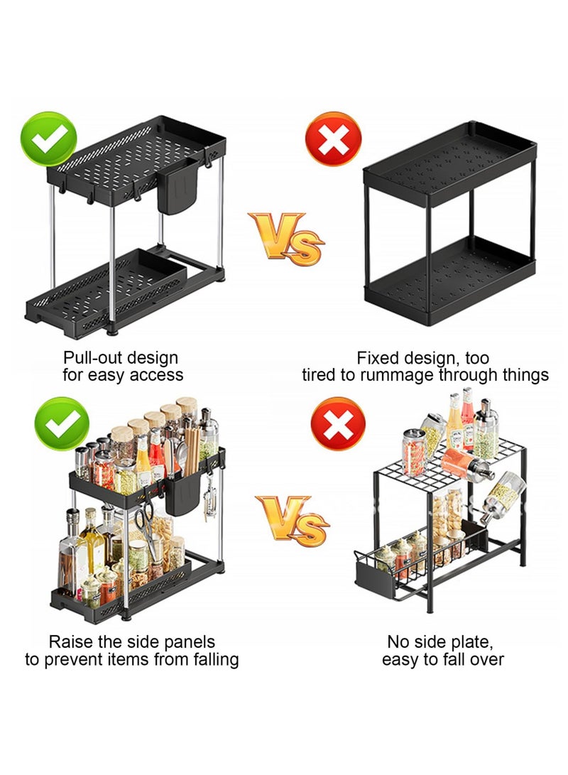 SYOSI High-Strength Plastic Storage Rack - Under-Sink & Bathroom Organizer, Easy Assembly, Drainage & Ventilation Design, Waterproof for Easy Cleaning - Ideal for Kitchen Pantry Closet Bathroom (Black)  - Image 4